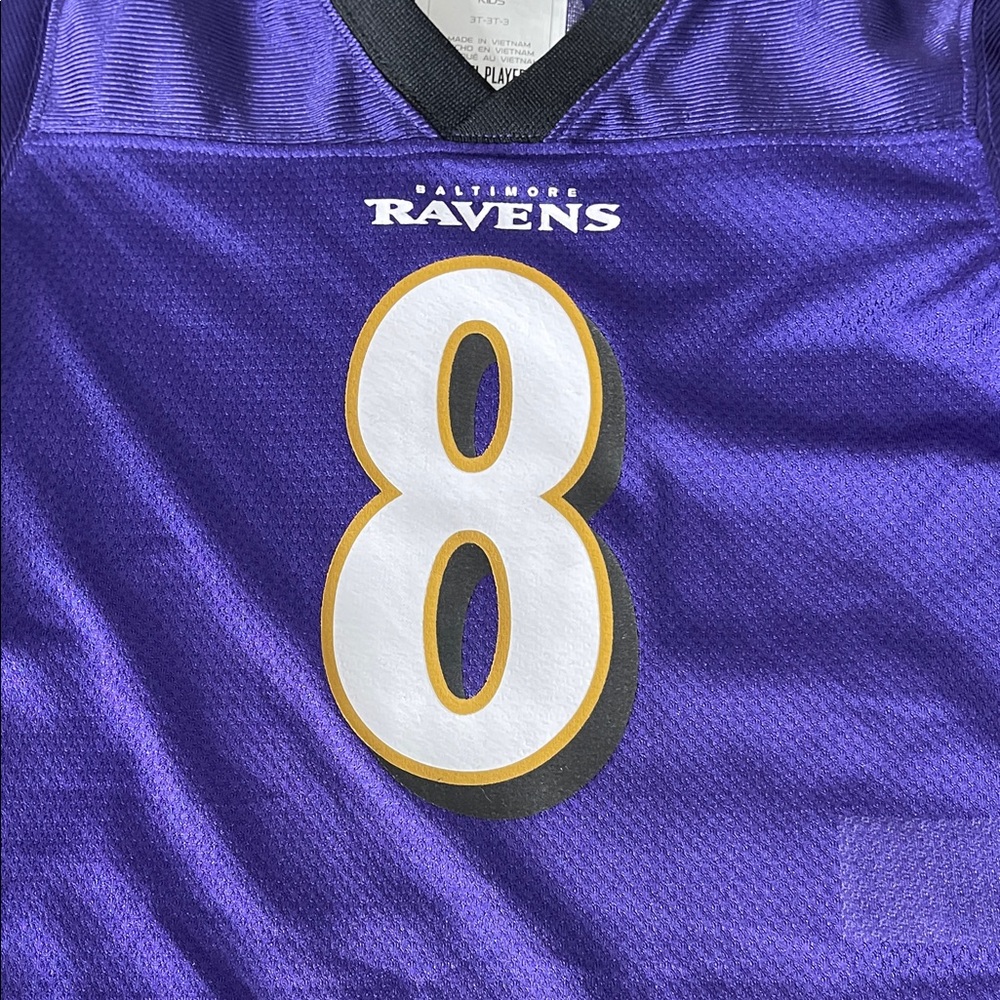 Baltimore Ravens Kids 3T Purple Jersey with Gold Number 8 - Picture 3 of 9